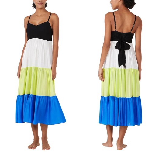 Abito midi a strati Kate Spade New York fiocco solido nuovo con etichette taglia S