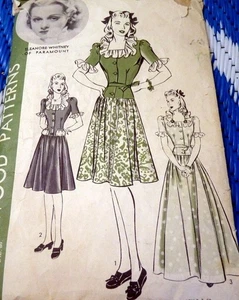 *LOVELY VTG 1930s DRESS HOLLYWOOD Eleanor Whitney Sewing Pattern 16/34 - Picture 1 of 2