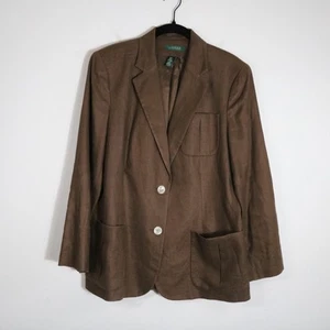 Lauren Ralph Lauren Leinen Blazer 12 Braun Lagenlook Neutral Natur Workwear - Bild 1 von 5