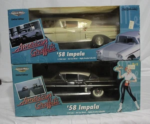 AMERICAN MUSCLE American Graffiti 1:18 '58 Chevy Impala Lot — White & Black - Picture 1 of 19