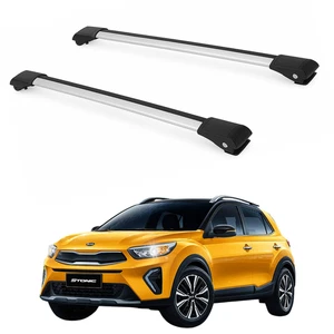 Lockable Roof Rack Cross Bars for Kia Stonic 2017–2024 Silver 2Pcs - Picture 1 of 11