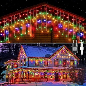 LED Lichterkette Eisregen Weihnachtsbeleuchtung Bunt10M 400LED Eiszapfen Außen - Bild 1 von 6