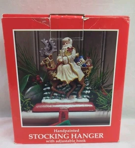 Vintage 1994 Gusseisen Weihnachtsstrumpfhalter Weihnachtsmann auf Hirsch. Potpourri  - Bild 1 von 13