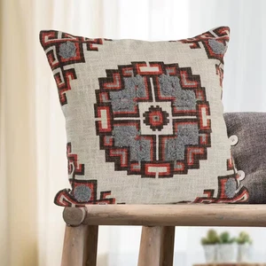 Geometric Red and Gray Geometric Hypoallergenic Polyester 18 In. X 18 In. Indoor - Picture 1 of 5