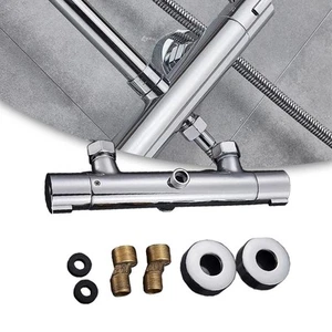 Contemporary Chrome Finish Thermostatic Bathtub Shower Faucet with Mixer Valve - Picture 1 of 9
