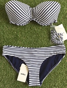 New Milea Metallic Stripe D Cup Bandeau & Hipster Pant - Size AU10 / US6 - Bild 1 von 6