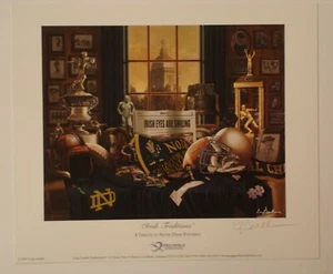 Estampado de fútbol NOTRE DAME "Irrish Traditions" firmado por Greg Gamble - Imagen 1 de 1