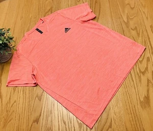 ADIDAS Mens XL Quick Dry Athletic Golf Tee Sports Gym Shirt Salmon Orange Top - Picture 1 of 5