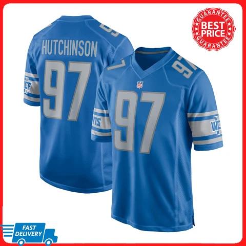 Aidan Hutchinson #97 Detroit Lions 2022-23 Season Blue Shirt Fan Made All Size Cover