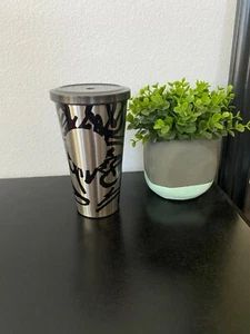 Starbucks Silver Black Graffiti Spray Paint Tumbler  - Picture 1 of 7