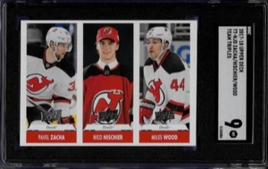 2017-18 Upper Deck TEAM TRIPLES NJ DEVILS Zacha Hischier Wood SGC 9 Mint - Bild 1 von 2