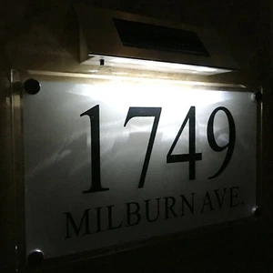 Large SOLAR LIGHT Crystal effect House Signs Plaques Door Numbers Name Plate LED - Picture 1 of 7