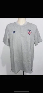 Nike United States Men’s XL Gray Short Sleeve Henley Shirt Embroidered USA NWOT - Picture 1 of 3