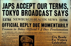 Newburgh NY Beacon Newspaper WWII August 14 1945 Japanese V-J Day Acceptance - Picture 1 of 2
