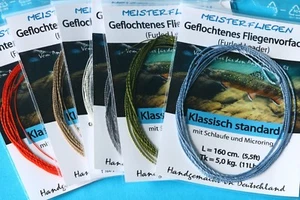 Geflochtenes Fliegenvorfach knotenlos mit Schlaufe & Ring Fliegenfischen Leader - Picture 1 of 21