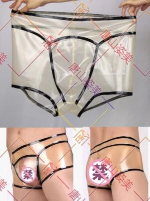 Latex Ruuber Shorts Transparent Cool Short Pants  Black Trims Customize 0.4mm - Image 1 of 4