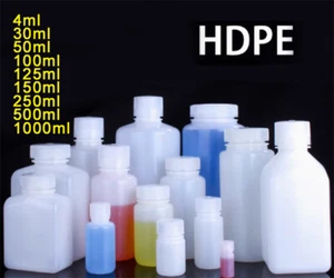 HDPE Bottles Empty Sealed Jars Plastic Storage Jars Reagent Bottle 4mL-1000mL - Picture 1 of 11