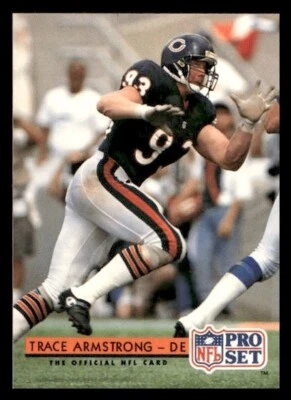 1992 Pro Set FACT Mobil #119 Trace Armstrong Chicago Bears - Image 1 of 2