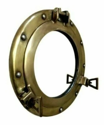 15" Aluminum Porthole Mirror with Bronze Finish Vintage Nautical Ship Décor Gift - Image 1 of 3