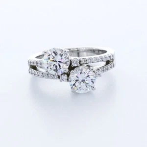 ANILLO PROMESA BANDA DIVIDIDA ORO BLANCO 18K CORTE REDONDO F/VS2 DIAMANTES NATURALES 1,53 CTW - Imagen 1 de 7