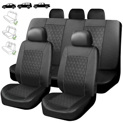 For Toyota Auto Car Seat Covers Full Set PU Leather 5-Seats Front Rear Protector - Image 1 of 4
