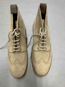 NEW GRENSON BROGUE WINTIP TAN SUEDE BOOTS SIZE 9.5 - Picture 1 of 7