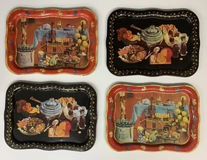 Vintage Coca-Cola TV-Servizio-Vassoi snack-Circa anni 50 4 vassoi metallo 18,5”x 13,5” - Foto 1 di 10