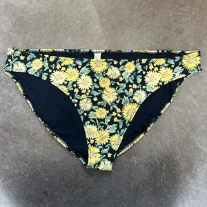 Old Navy Women’s 4X Bikini Bottoms Sunflower Yellow Daisy Black Background NEW - Picture 1 of 5
