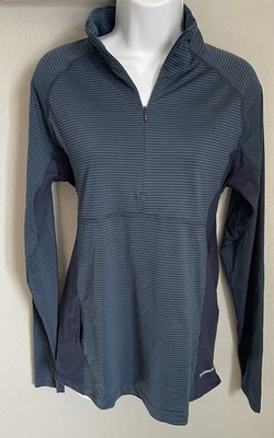 Pulôver esportivo Avalanche feminino tamanho grande listrado azul manga longa 1/4 zíper - Imagem 1 de 4