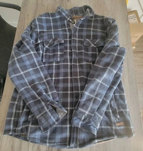 Voyager schwere Flanell Hemd Jacke Herren XL Sherpa gefüttert blau kariert Knopfleiste - Bild 1 von 6