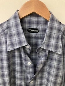 VGUC Tom Ford Button Down Shirt Blue/Black 17/43 - Picture 1 of 21