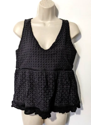 NEW Paper Crane Women's Sleeveless Top Sz Small Black Cotton/Rayon Blend - Image 1 of 4