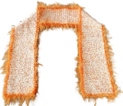 Häkel Handarbeit UNIKAT Upcycling Wolle Kragen Stola gehäkelt Orange Gelb (9) - Bild 1 von 4
