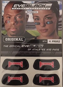 Authentic EYEBLACK under eye sticker 4 Pair Arkansas Razorback Sport Team Spirit - Picture 1 of 1