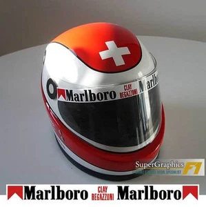 Casco Visera Adhesivo Arcilla Regazzoni F1 Fan Años 70 Carreras Blanco Fondo Recto - Imagen 1 de 1
