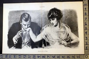 1919 ROMANZE LIEBE FLIRTEN KÜSSEN CHARLES DANA GIBSON KUNST EINLAGE DRUCK FC3498 - Bild 1 von 1