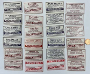 24 Vintage Drogerie Flaschenetiketten unbenutzt Mack Apotheke Ithaca NY Opium 20. C - Bild 1 von 10