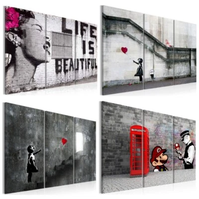 Banksy Abstrakt Graffiti VLIES LEINWAND DEKO BILDER XXL WANDBILD WOHNZIMMER - Bild 1 von 3