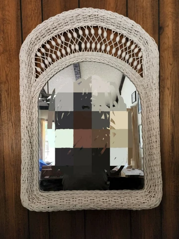 Vintage White Wicker Arch Mirror Cover