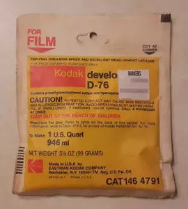 Vintage Kodak Photography Developer D-76 1 Quart 946 mL NEW OLD STOCK 146 4791 - Picture 1 of 2