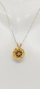 Yellow CITRINE 5.50 Ct Solitaire 14k Yellow Gold Pendant / Necklace 18" Chain. - Picture 1 of 15