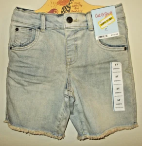 Girls 5T Washed Denim SHORTS Adjustable Waist Frayed Hem Cat & Jack - Picture 1 of 2