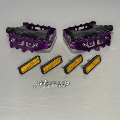 BIKE PURPLE PEDALS 9/16" FIXIE MTB MOUNTAIN RETRO NOS ALUMINIUM CAGE RESIN BODY - image 1 of 4