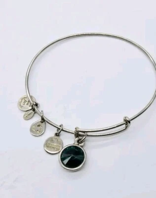 Brazalete Brazalete Alex and Ani Piedra Natal Mayo Verde Oscuro Tono Plata Dije Facetado Foto 1 de 4