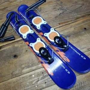 Salomon Short Mini Skis SKI-107 Twin Tip Freestyle Snowblades 90cm Blue Japan - Picture 1 of 6