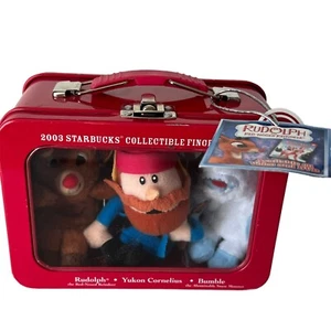 Starbucks 2003 Collectible Finger Puppets Yukon Cornelius, Rudolph, Bumble Neu - Bild 1 von 8