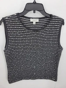 St John Sport Pullover Damen Medium schwarz weiß Streifen Sandana Strick ärmellos - Bild 1 von 7