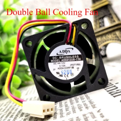 ADDA AD0412UB-C56 12V 0.14A 4020 4CM 3-wire Double Ball Cooling Fan NEW - Image 1 of 4