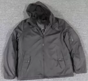 Calvin  Klein Jacket Mens Large Black Full Zip Long Sleeve Hooded Rain Coat - Picture 1 of 11