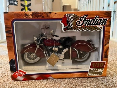 GUITOY Indian Chief 1/10 Scale Red Motorcycle UNUSED in BOX - Image 1 of 4